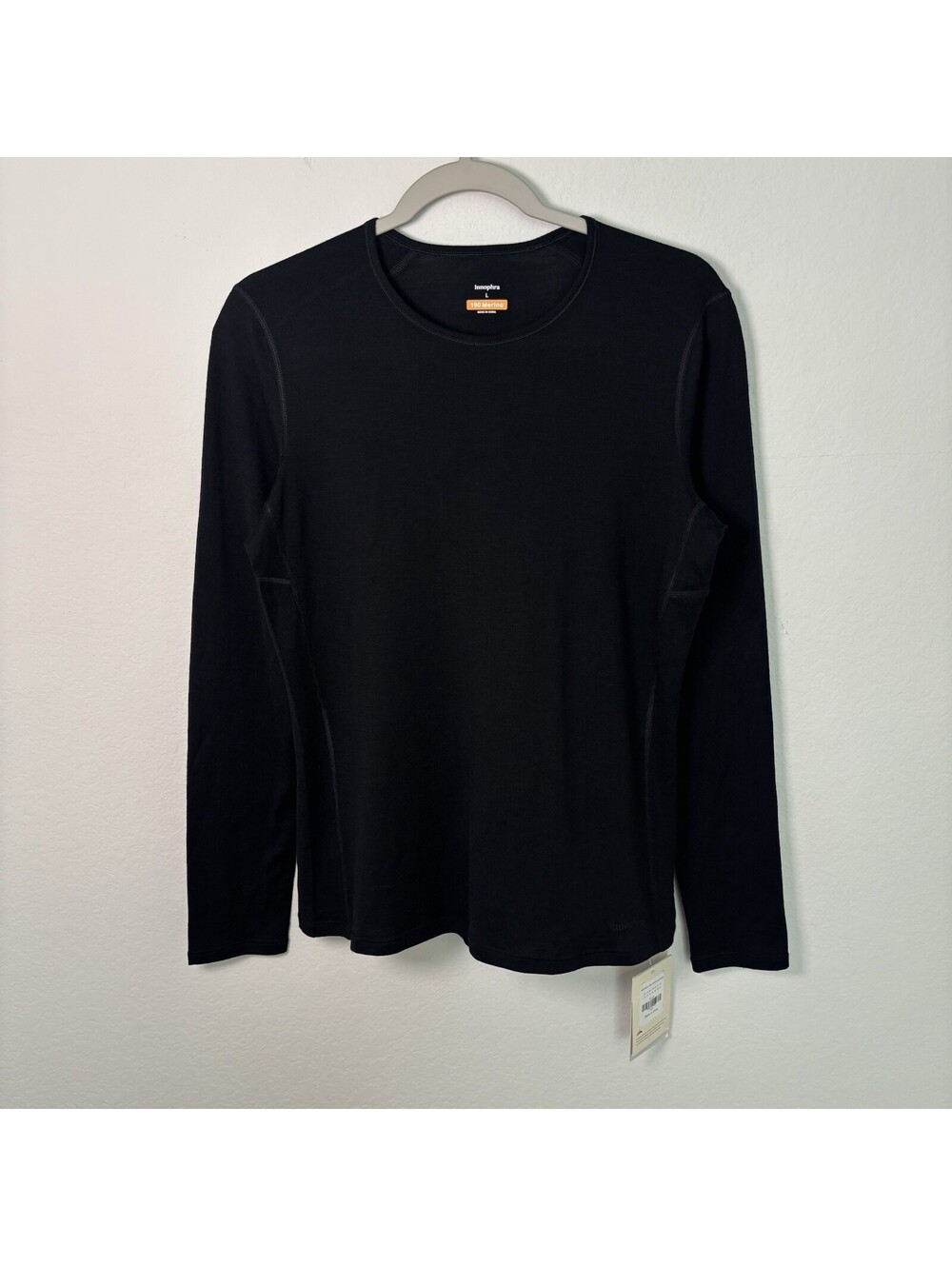 NWT Innophra 100% Merino Wool 190 LS Base Layer Black Women’s Size L Gorp Core